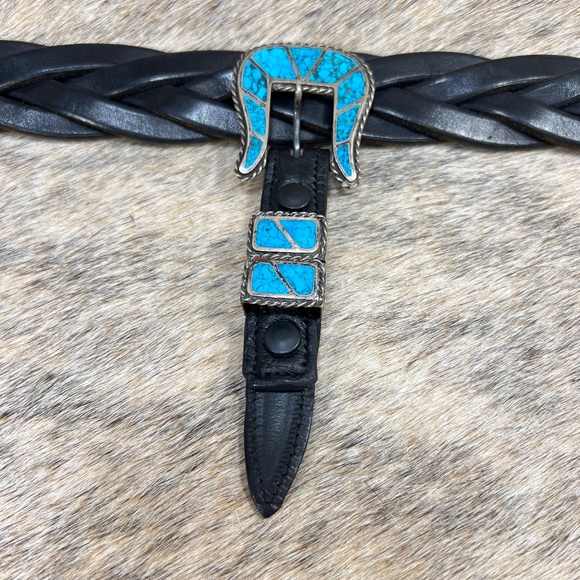 Turquoise Sterling Silver Belt Buckle Set